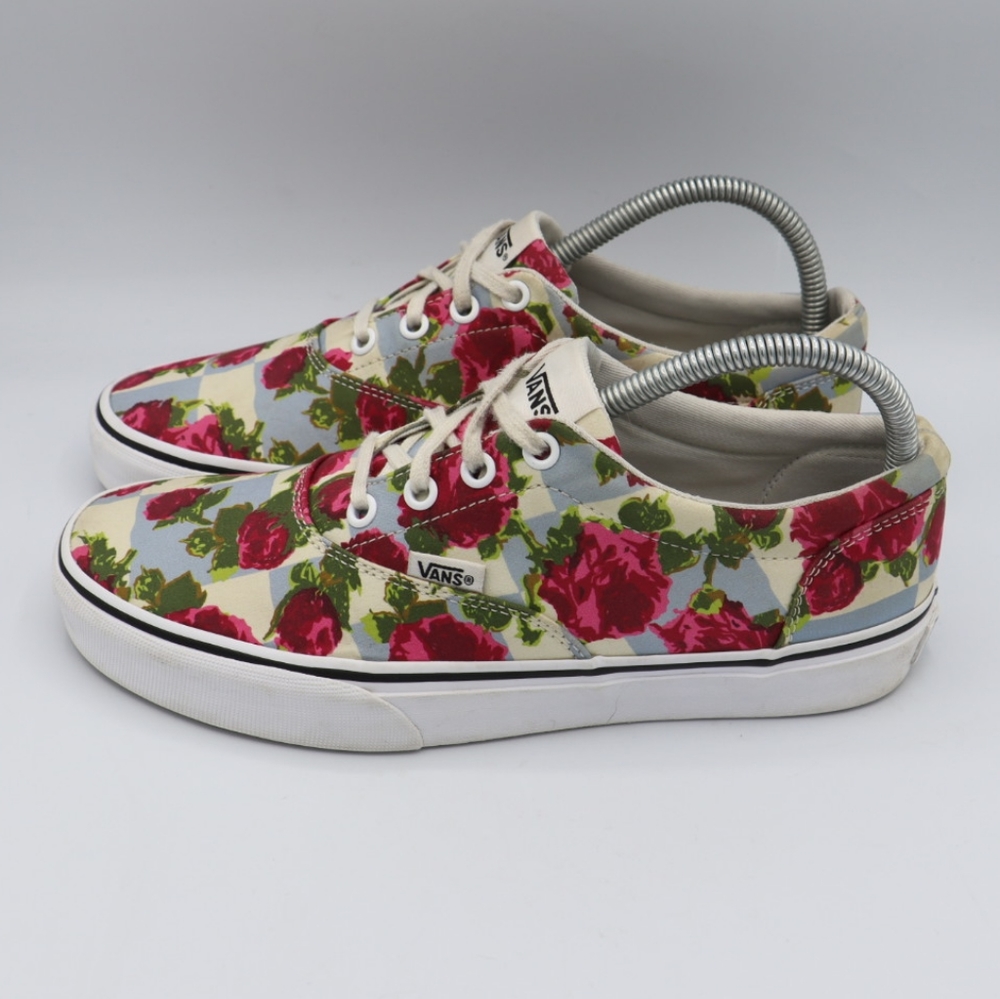 Vans Floral Canvas Sneakers in Cream, Pink, Green